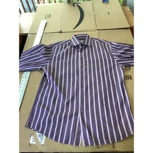 Thomas Pink Purple Dress Shirt, Button‎ Down, Neck 16.5, Striped Business Attire